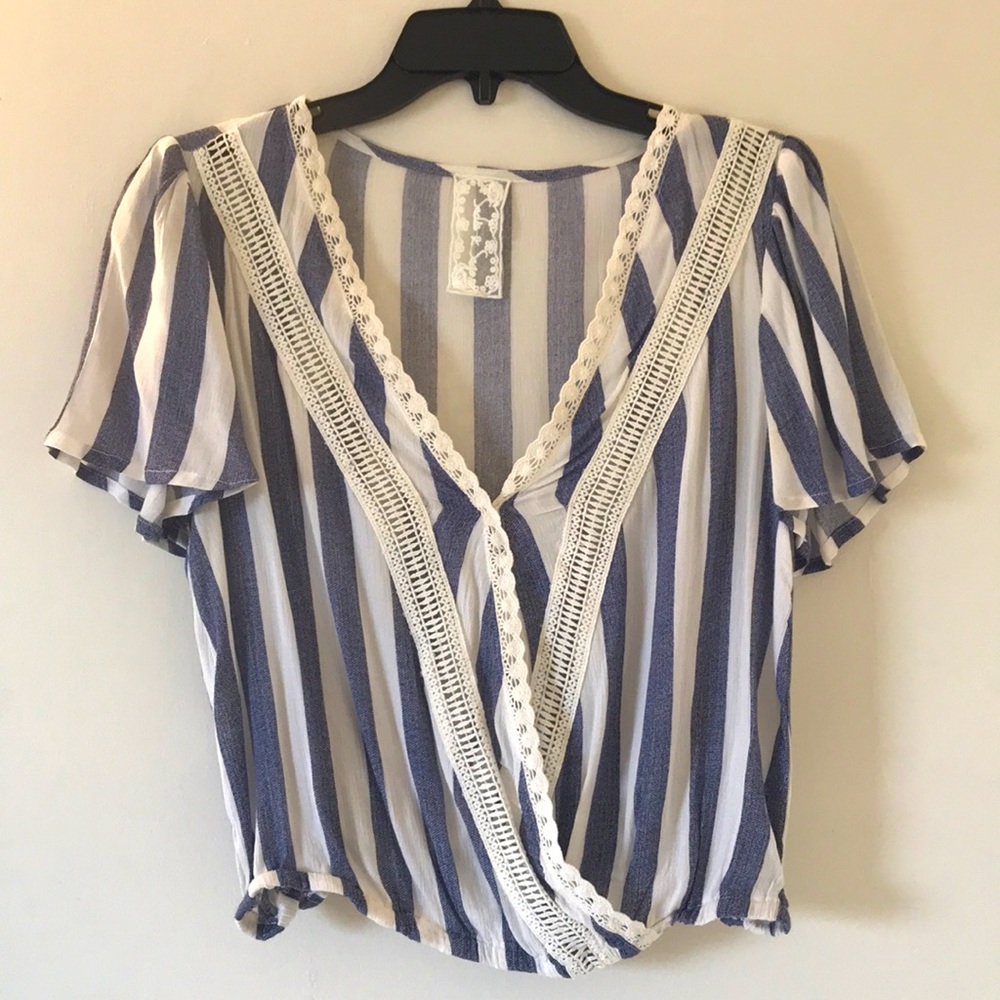 Blue & white striped blouse